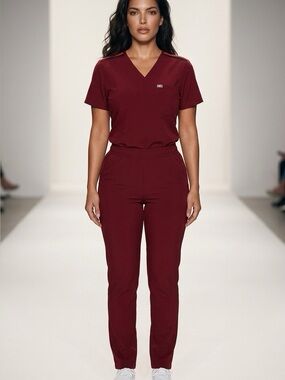 V-Neck Women’s Medical Scrub Top - Burgundy